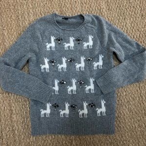 J Crew festive holiday llama sweater